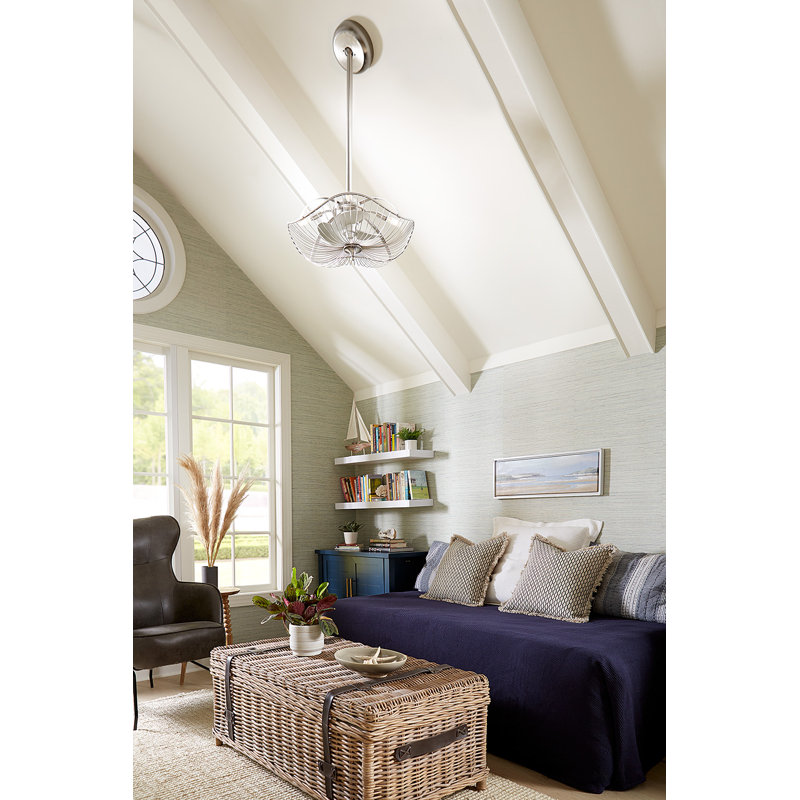 22" Akoni 3 - Blade Ceiling Fan with Light Kit Included, Silver