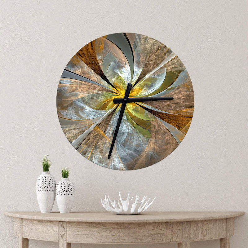 Horloge murale 15,75 po Treyson, Brun / gris / jaune