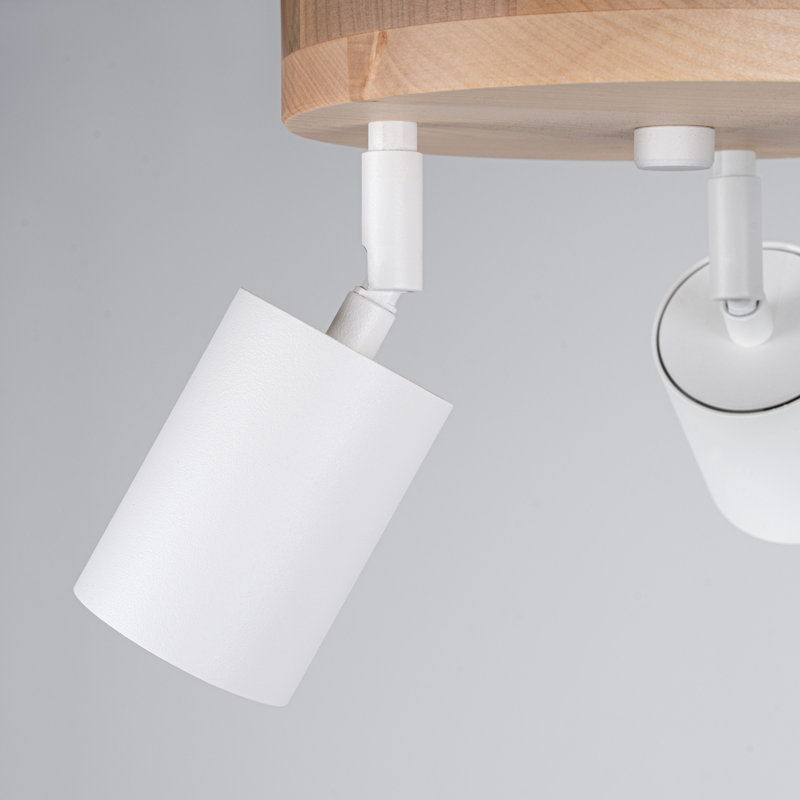 Verdo Steel Flush Mount, White/Wood, 33x33x17 cm, 3 Lights