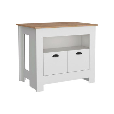 Kitchen Island With Two Door Cabinet And Shelf