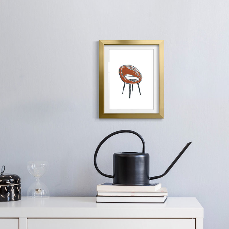 Take a Seat V -Framed Print, 28.5" H x 20.5" W, Gold