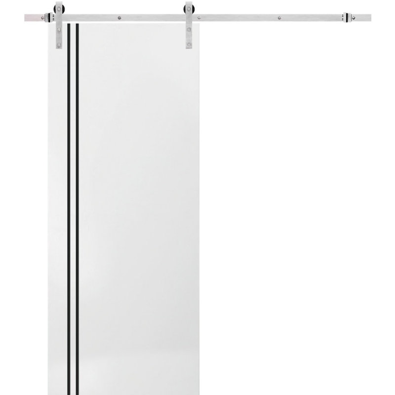 Porte de grange en bois massif massif, Satin blanc, 24 po x 96 po