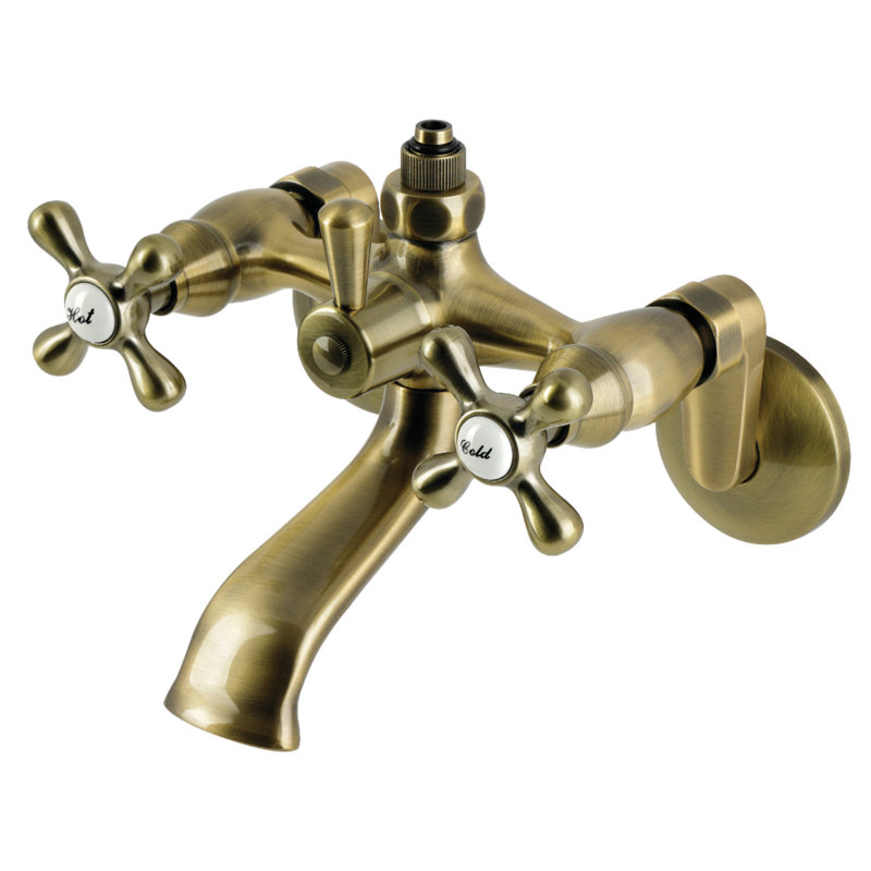 Robinet de baignoire mural Kingston, Antique Brass