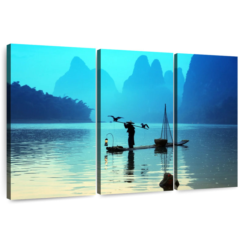 Sebbie River Li Cormorant Fishing, 24" H x 38" W