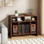 Support pour tourne-disque Mid-Century moderne avec portes coulissantes, armoire de rangement cannelée en vinyle