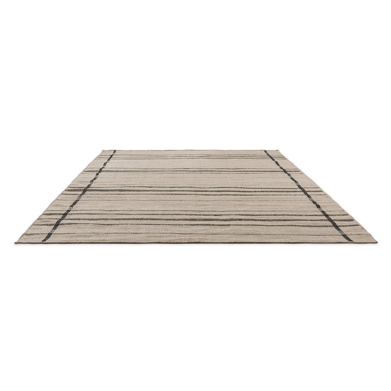 Zona Striped Area Rug in Charcoal/Beige, Rectangle 5'3" x 7'6"