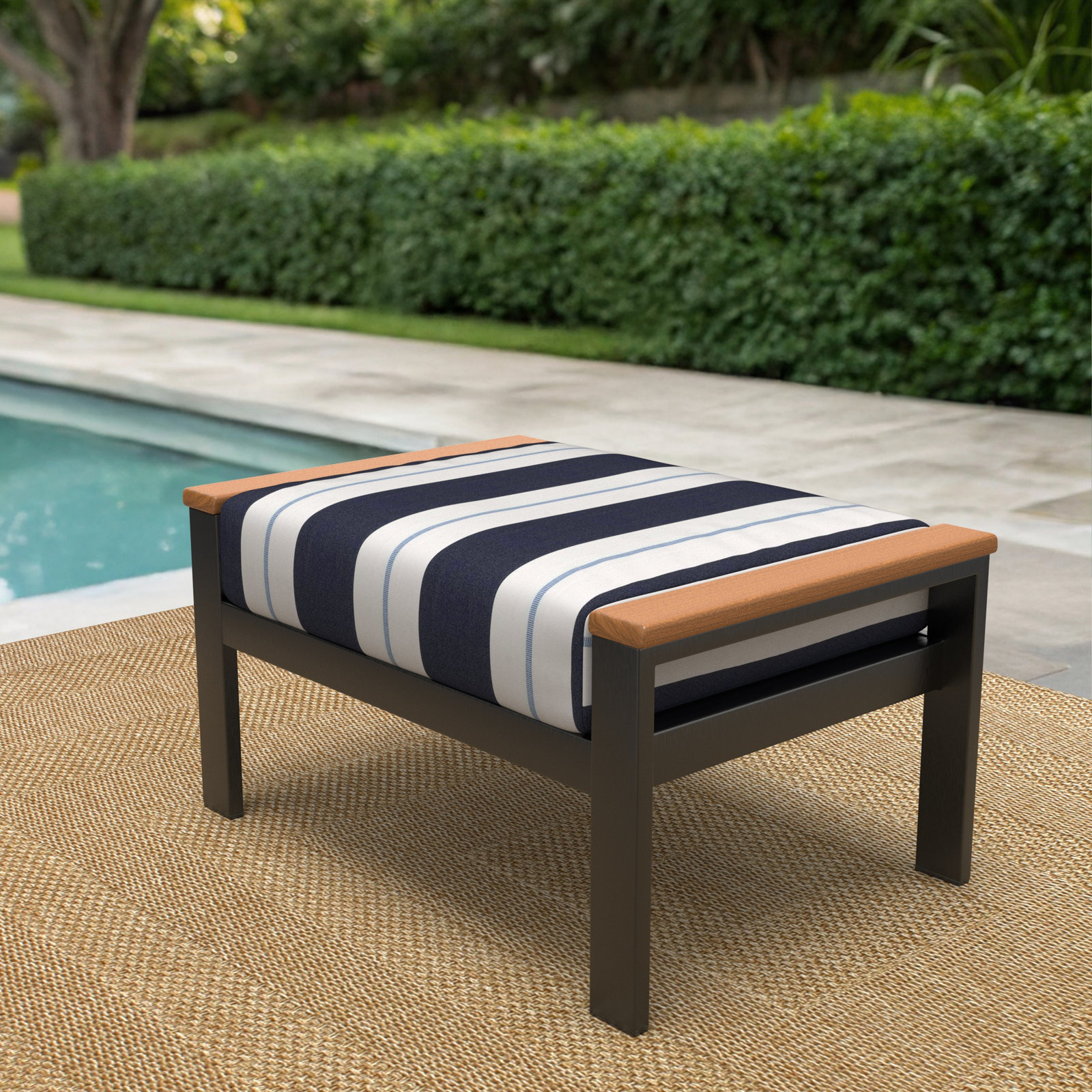 Townsend Sunbrella® Patio Ottoman, Sunbrella Relate Harbor, None, No