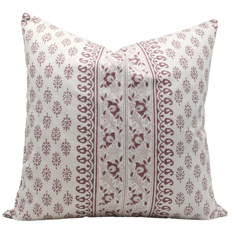 Coussin décoratif à motif de blocs de tissu fabriqué à la main Fabividine - fleur buta, H 36 po x l 14 po