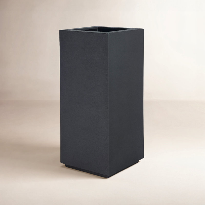 Gita Tall Lightweight Outdoor 16" x 16" x 36" Square Planter Box, Black