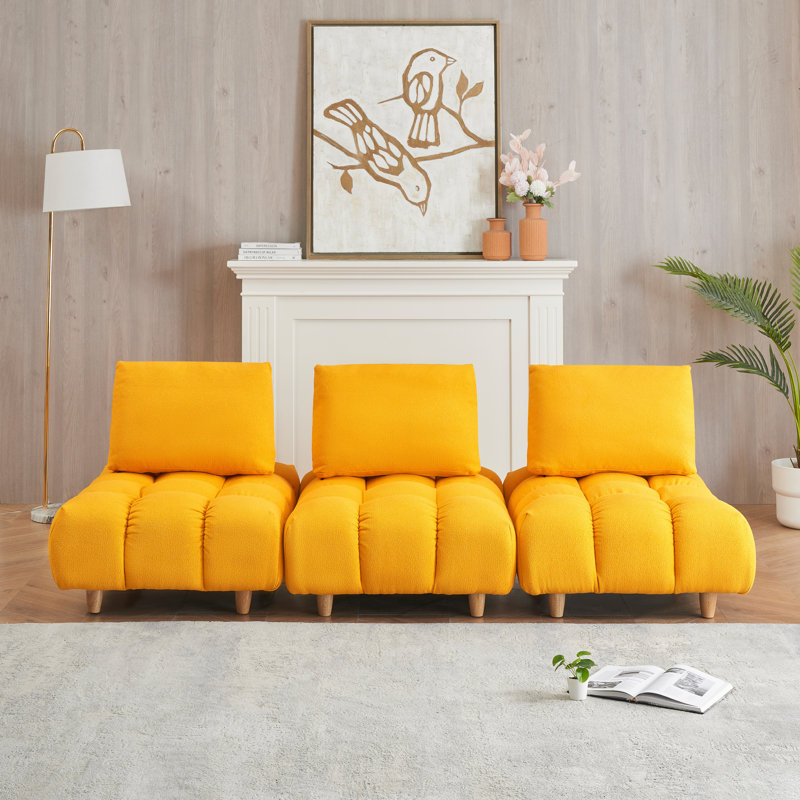 Canapé modulaire 3 pièces Samiur, Jaune, H 29,5 po x L 120 po x l 40,2 po