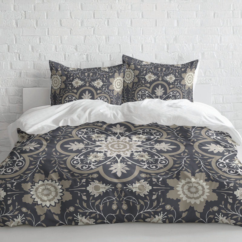 Skyler Comforter Set, King Comforter + 2 King Pillowcases, Charcoal