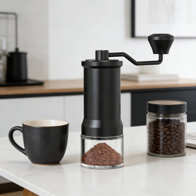 Premium Manual Coffee Grinder With Stainless Steel Conical Burrs, Adjustable Grind Settings, And Glass Jar - Portable Hand Crank Mill For Espresso, French Press, Travel, And Home Use