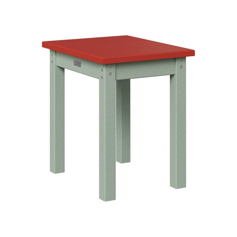 Outdoor Rectangle Side Table, Scarlet Red, Seafoam
