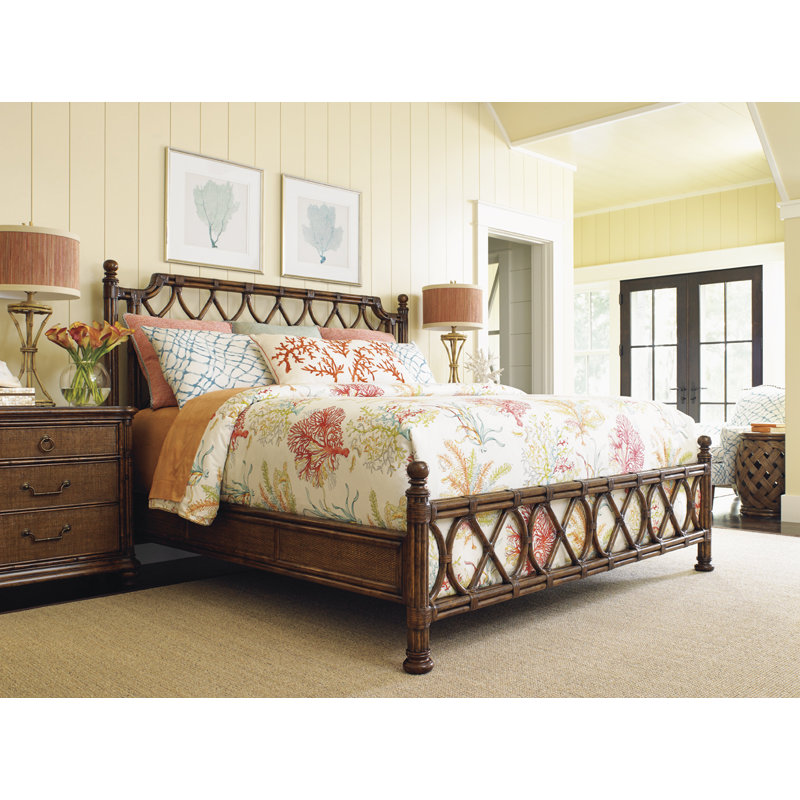 Bali Hai Sojourn 3-Drawer Nightstand in Warm Brown with Rattan Accents