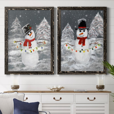 Festive Snowman I - ensemble de 2 reproductions d'art