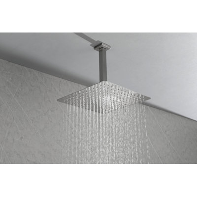 Rain Shower Head 12 x 12 x 3.6 Inch 12 x 12 Inch Stainless Steel 1 Piece Brushed Nickel