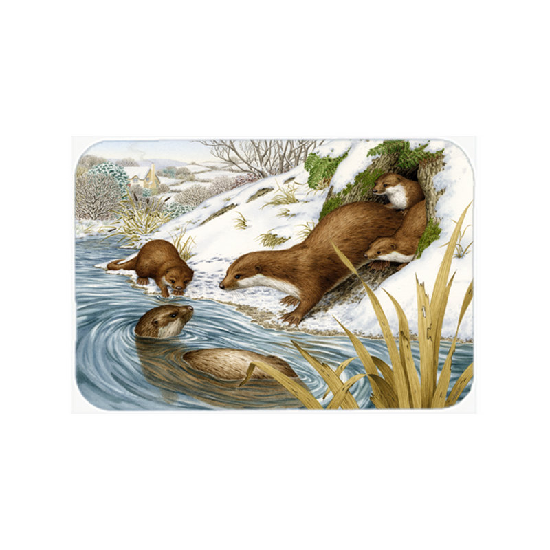 Caroline's Treasures Playtime Otters Glass Cutting Board