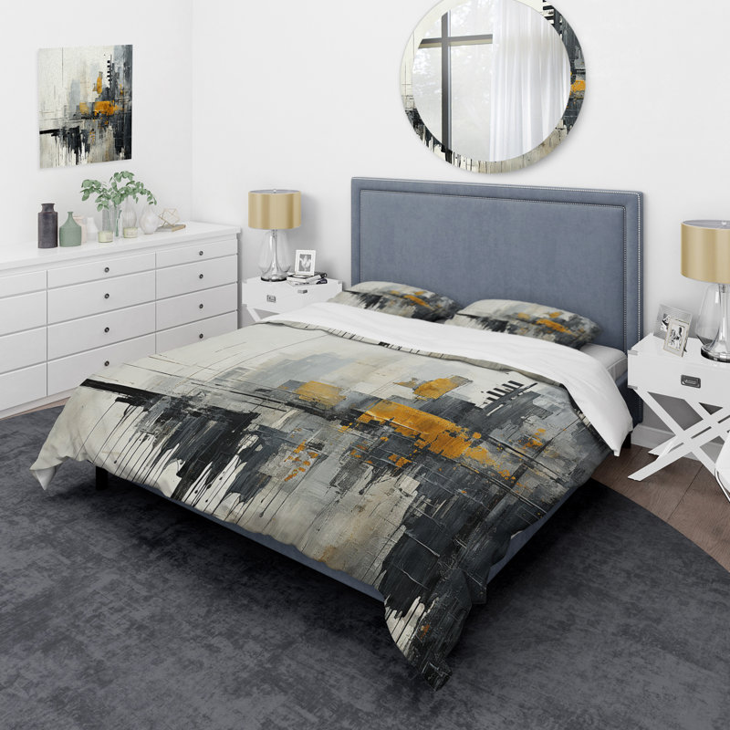 Abstract Cityscape III - Ensemble de housse de couette Abstract Collages - Microfibre de polyester
