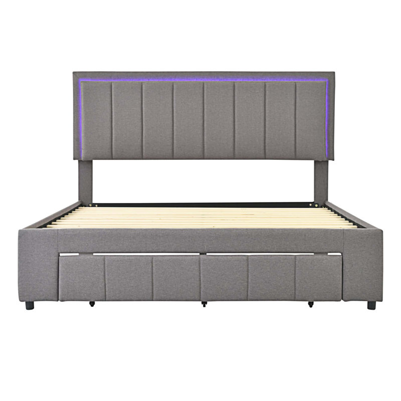 Upholstered Platform Bed, Gray