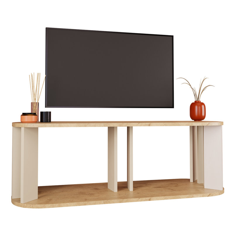 Ursula TV Unit Stand Modern Oak & Light Grey Wooden TV Cabinet with Storage, Compact Media Console for Living Room or Bedroom, Slim Television Stand Furniture, Space Saving 114 cm (Light Grey&Oak)