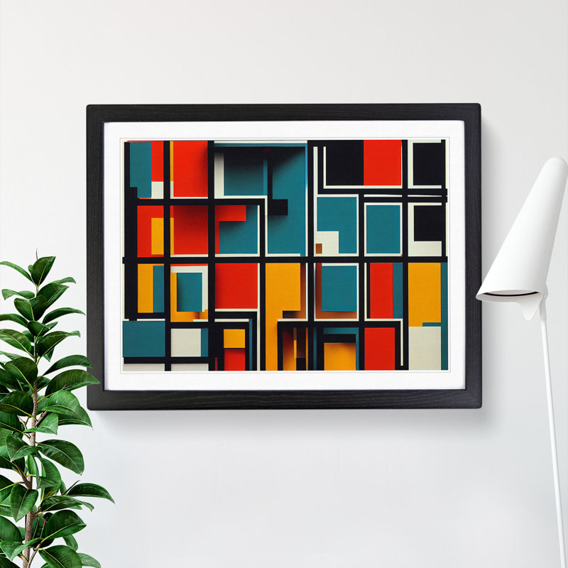 Bauhaus Architecture Vol.3 Abstract - Single Picture Frame Print, Black, 25cm H x 34cm W x 2cm D