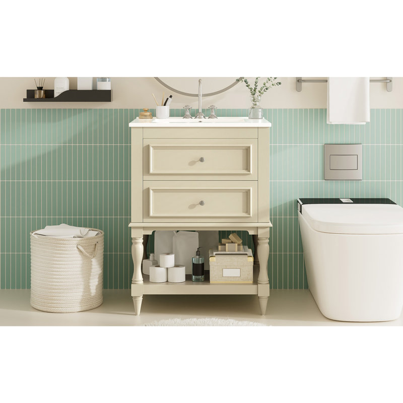 Meuble-lavabo de salle de bain 24 po avec lavabo en céramique