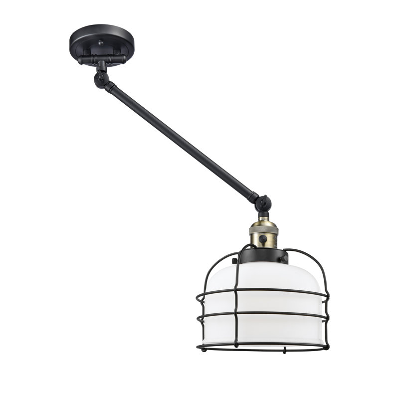 Bras pivotant à 1 lumière à intensité variable Talton, Boîtier blanc mat, Laiton antique noir, Ampoule DEL 6 watts Vinage