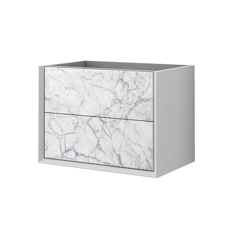 Base de meuble-lavabo double mural 27,6 po Walbrook seulement, Blanc mat / blanc
