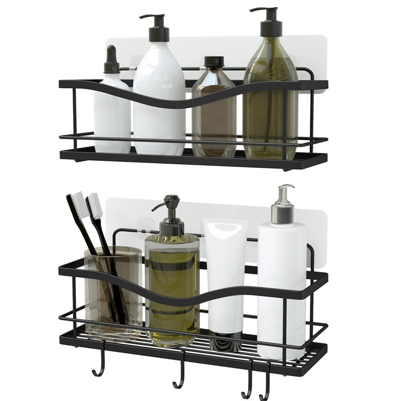 Norvell Adhesive Stainless Steel Shower Caddy,  Matt Black