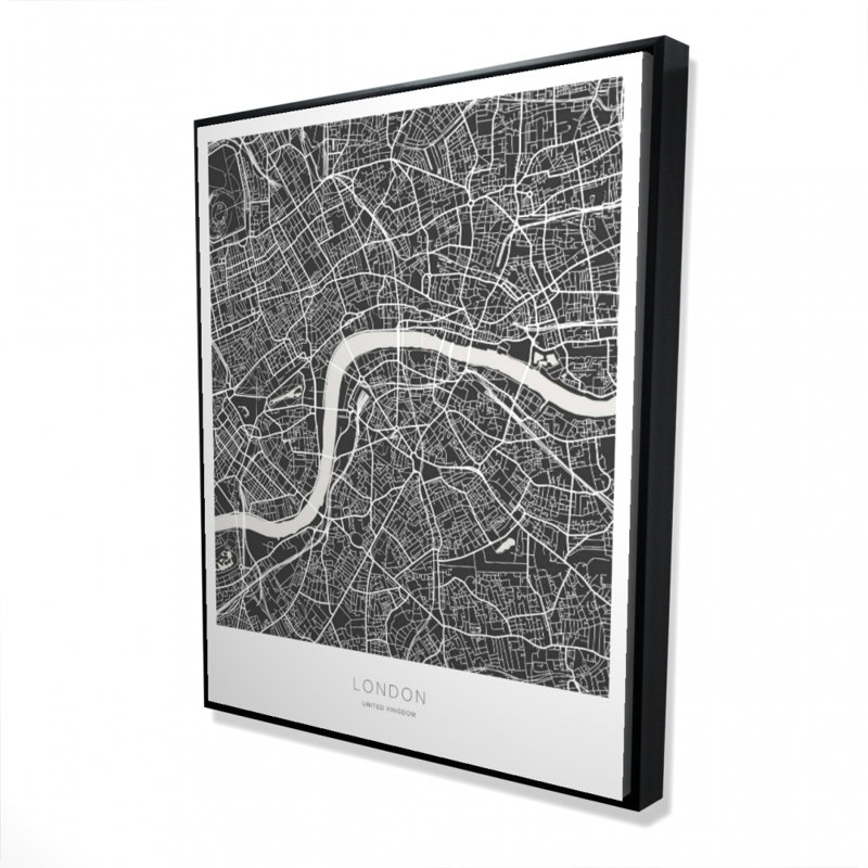 Graphic Map Of London Print On Canvas, H 60 po x l 48 po