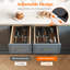 Organisateur de tiroir à ustensiles, plateau à ustensiles de cuisine extensible pour tiroir de cuisine, support à couverts réglable pour couverts, séparateur de rangement pour outils et gadgets en plastique, 3 compartiments, noir