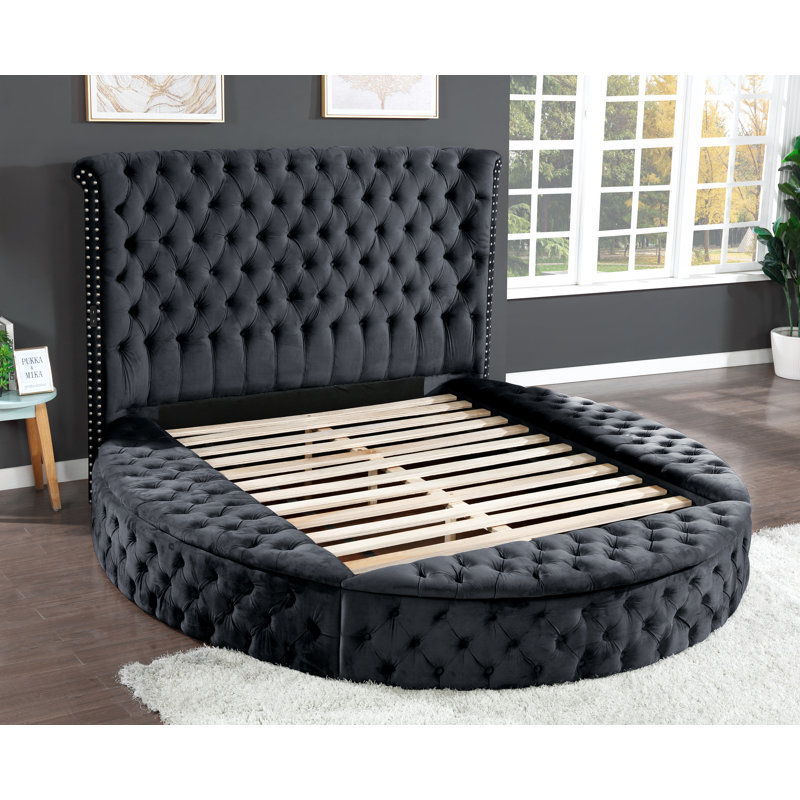 Taner Upholstered Storage Bed, Queen, Black