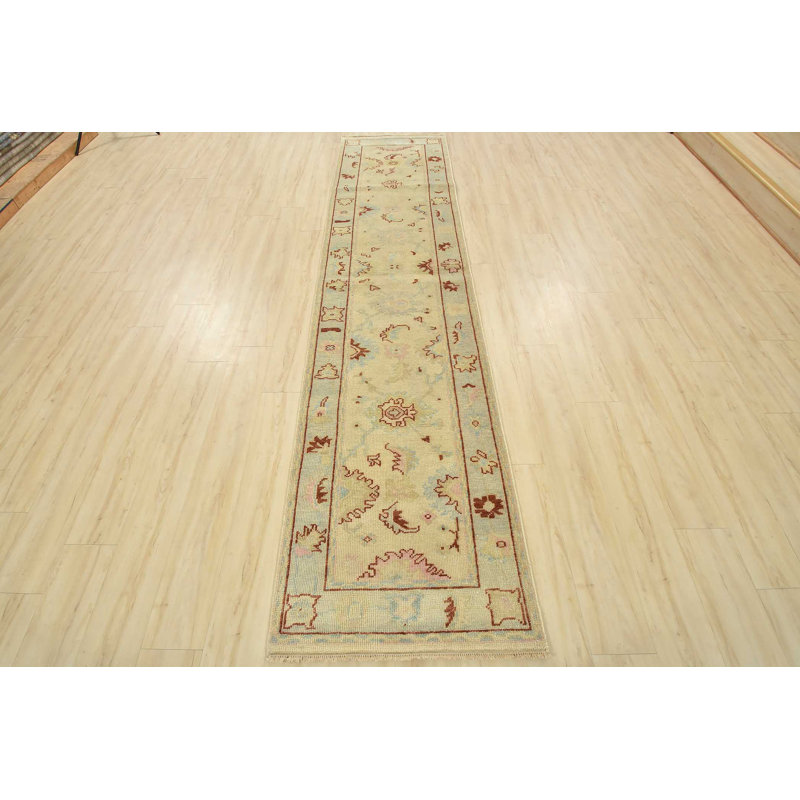 Rimpy One-of-a-Kind 2'8" X 11'6" New Age Runner Wool Area Rug in White