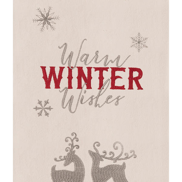 Serviette de cuisine 27 "x 18" Nordic Christmas "Winter Wishes" avec cerf sur fond beige