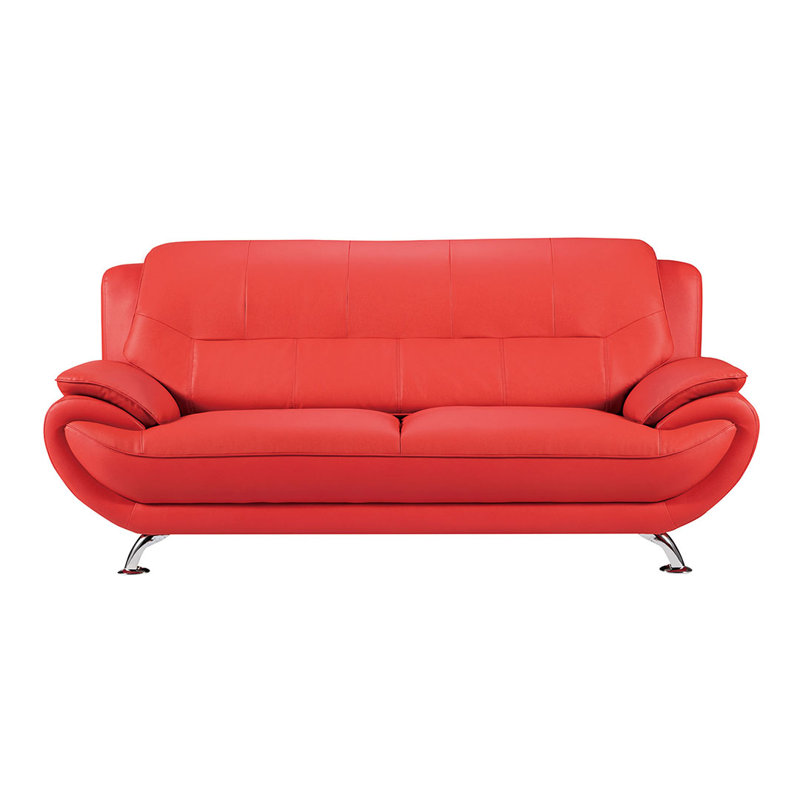 Sonnie 82'' Faux Leather Sofa, Red Faux Leather