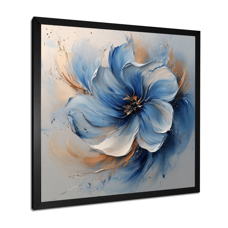 «Sammons White Velvet Blue Chrysanthemums Ink River VI», art mural sur toile Chrysanthemums, Noir, noir, noir, noir