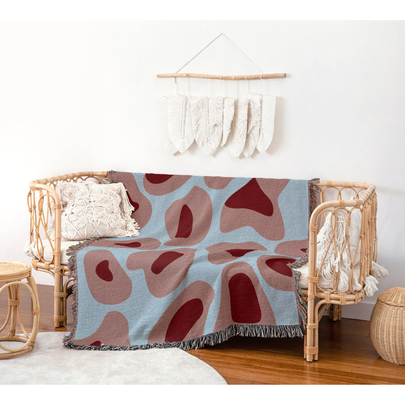 Jeté en coton à imprimé léopard, 50 x 70, Bleu clair Rose Rouge