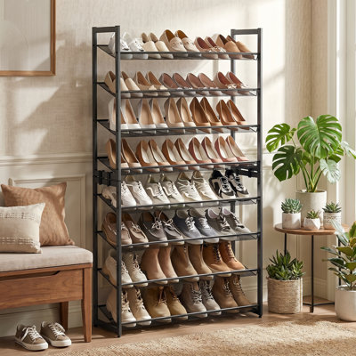 Range-chaussures empilable 32 à 40 paires, avec tablettes réglables plates ou en angle