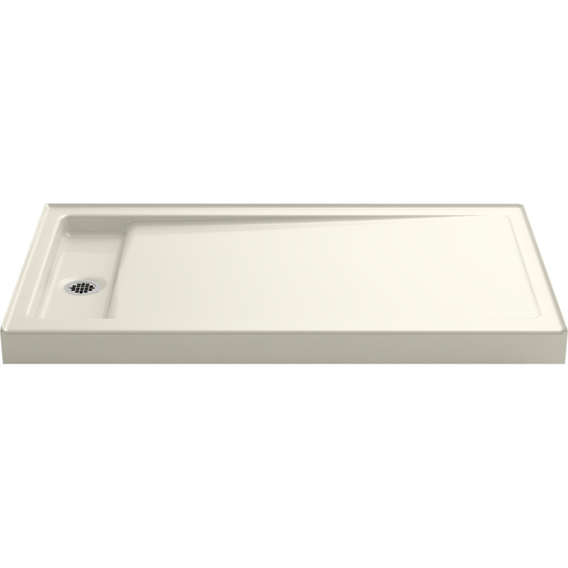 Bellwether 60" x 34" Single-Threshold Shower Base, Biscuit, Right Center