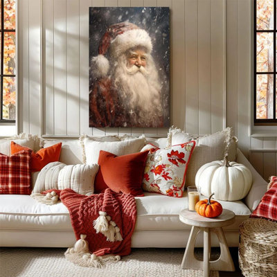 1pc Framed Callison Painting Santa Claus, Snow Portrait, Realistic Oil Painting Style Decor Print Vintage Wall Poster Home Decor Perfect Gift for Modern Artwork For Bedroom Living Room