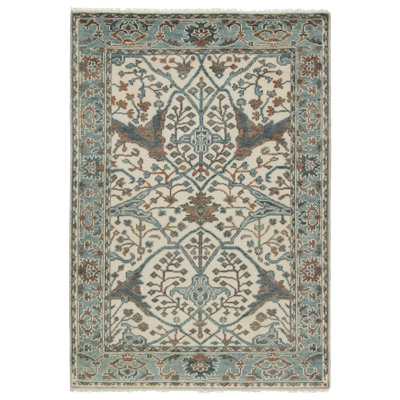 Jaipur Living Slayton Hand-Knotted Medallion Ivory/ Light Teal Area Rug (10'X14')
