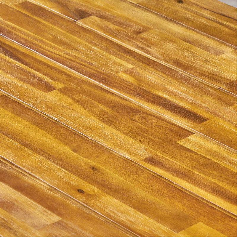 Table de salle à manger d'extérieur en bois d'acacia, finition teck sablé et noir
