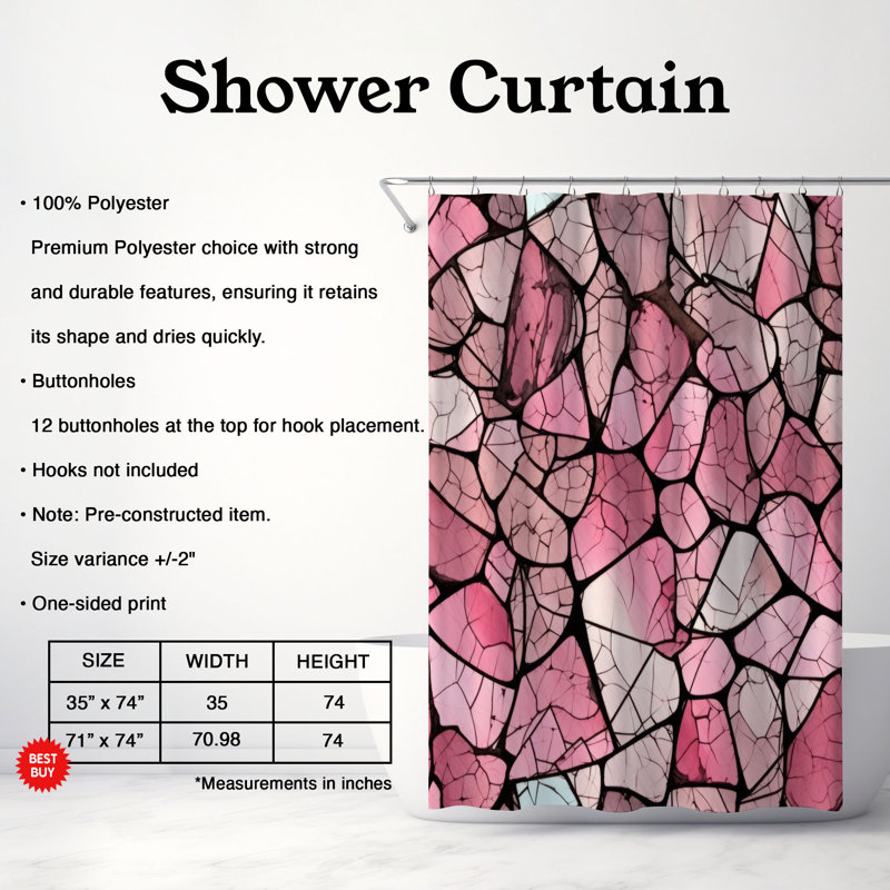 Pièces fracturées - Rideau de douche Premium, H 74 po x l 71 po
