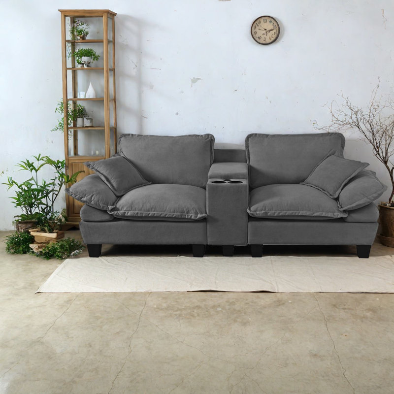 Space-saving Modern Sofas, Grey Chenille L-shape With Storage