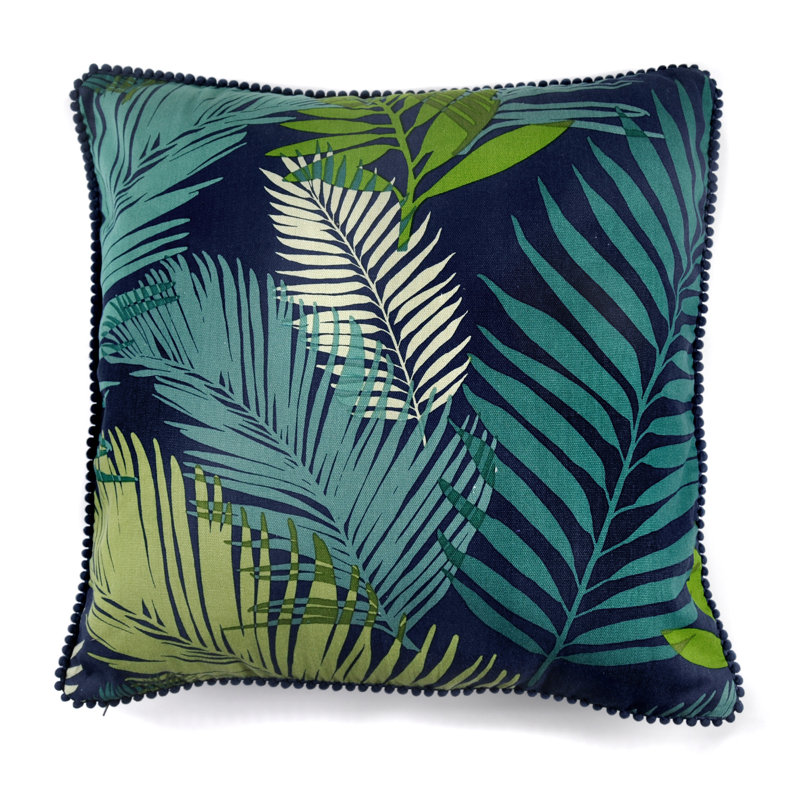 Tropical Floral Square Throw Pillow Cover, Blue