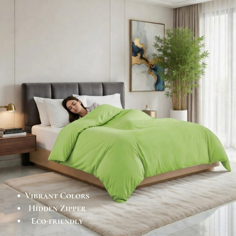 Housse de couette de luxe en bambou, mélange de bambou ultra-doux et rafraîchissant, lavable à la machine, Twin, Lime