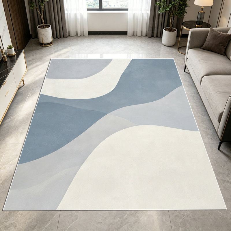 1PC Abstract Minimalist Wavy Neutral Pastel Tone area rugs for Living Room, Soft and Comfortable, Suitable for all seasons, easy-to-maintain, machine washable Indoor floor mat, Under Table Farmhouse suitable for Dining Room, Bedroom, Entryway,