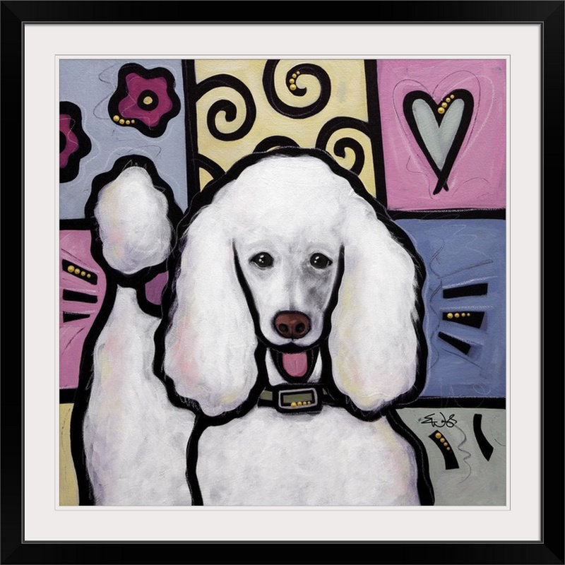 «Dunadry Standard Poodle White Pop Art» par Aric Waugh, reproduction d'art graphique, H 35 po x l 35 po x P 1,5 po, Toile