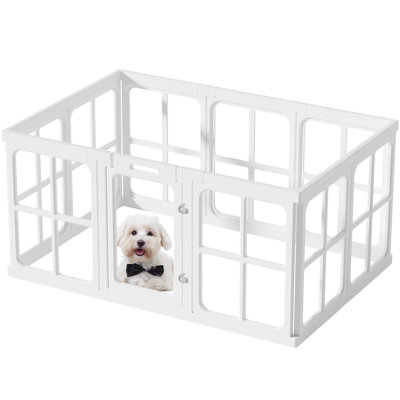  Parc pour chien transparent en acrylique transparent avec porte, pour enclos pour chiots et lapins transparents, parc pour chien d'intérieur, clôture pour chien, enclos facile à assembler et à nettoyer pour les chiens de petite et moyenne taille (for