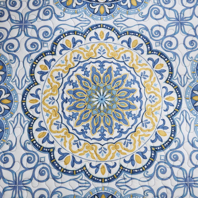 Blue Bohemian Reversible Microfiber Daybed Quilt Set